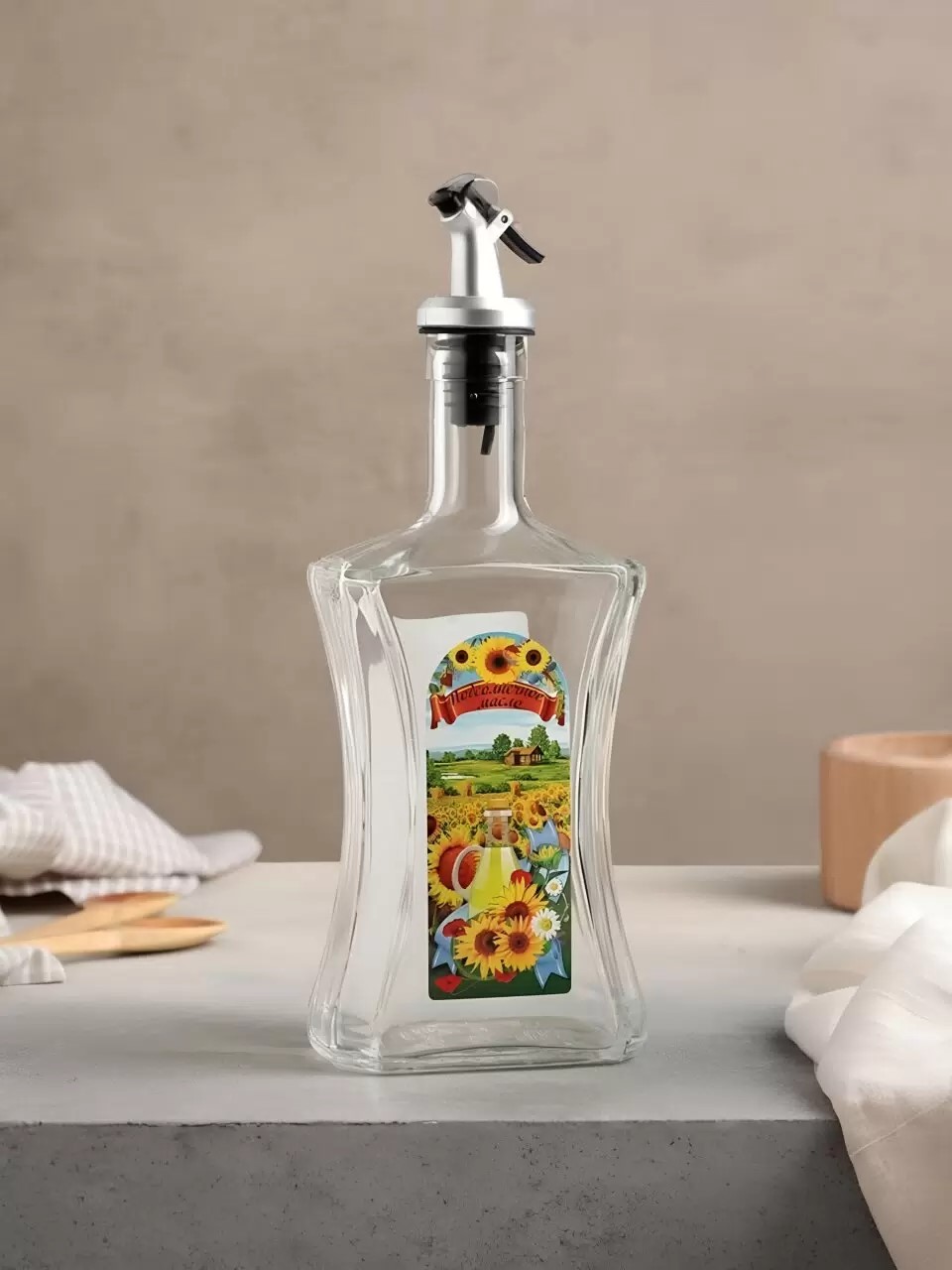 Бутылка для масла, стекло, 500 мл, с дозатором, в ассортименте