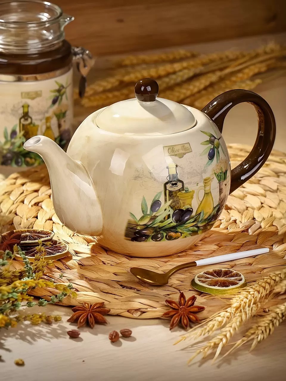 Чайник заварочный доломит, 0.95 л, Daniks, Левадия, бежевый